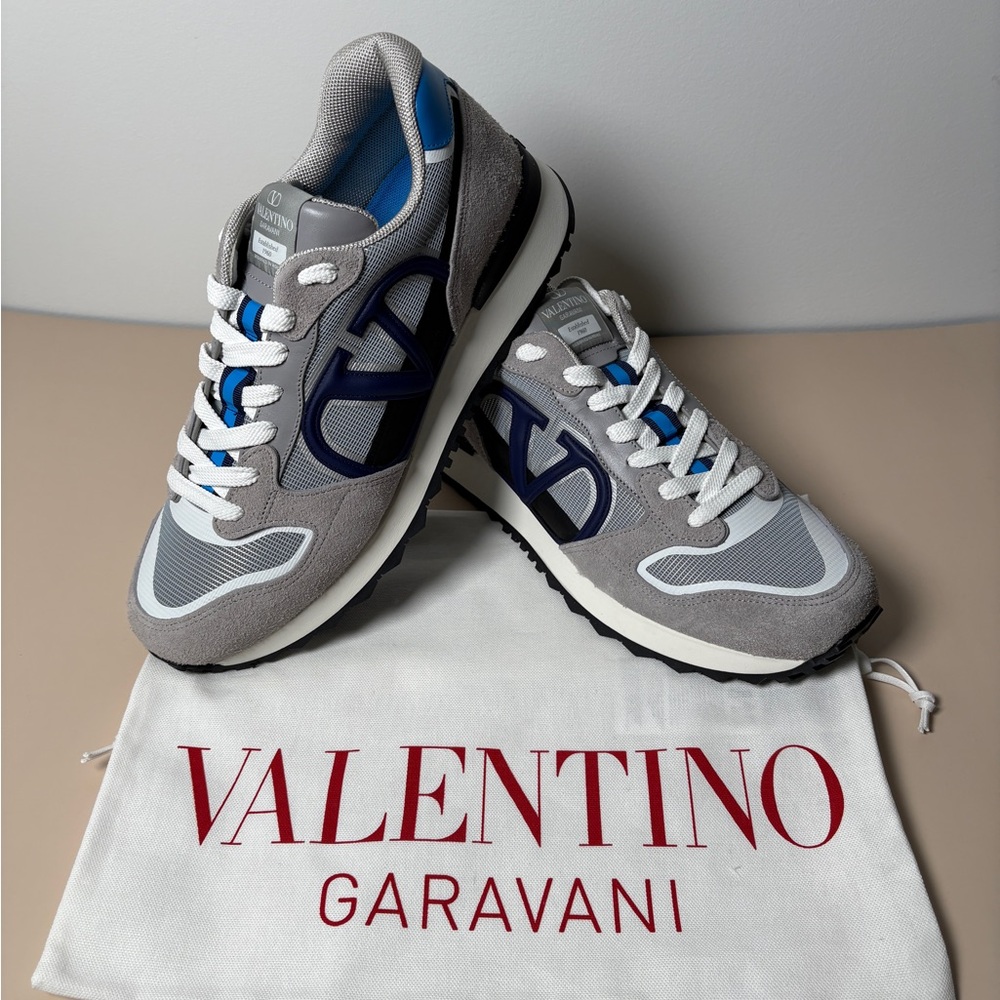 Valentino Garavani Gray and Blue Sneakers